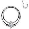 Titanium Ring wide marquise cubic zirconia center Clicker