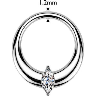 Titanium Ring wide marquise cubic zirconia center Clicker