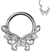 Titanium Ring filigree butterfly cubic zirconia Clicker