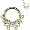 Titanium Ring filigree butterfly cubic zirconia Clicker