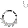 Titanium Ring marquise cubic zirconia swirl fan Clicker