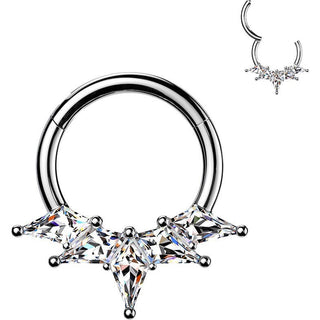 Titanium Ring kite cubic zirconia fan Clicker