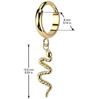 Titanio Anello Piercing Pendente serpente Segment