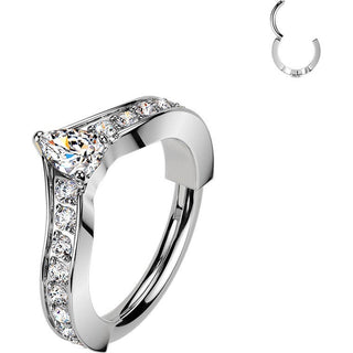Titanium Ring pave cubic zirconia chevron centered pear cubic zirconia Clicker