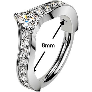 Titanium Ring pave cubic zirconia chevron centered pear cubic zirconia Clicker