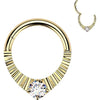 Titanium Ring faceted teardrop cubic zirconia center Clicker