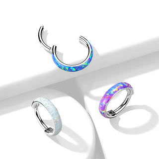 Titanio Anello Piercing Opale Clicker