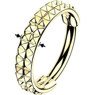 Titanium Ring double lined pyramid cuts Clicker
