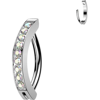 Titanium Eyebrow Piercing cnc set cubic zirconias Clicker