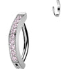 Titanium Eyebrow Piercing cnc set cubic zirconias Clicker