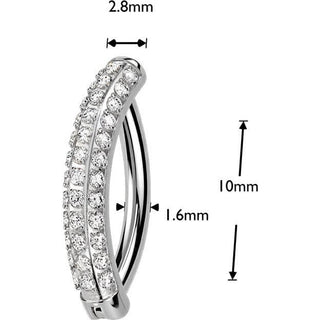 Titanium Belly Button Piercing triple line zirconia