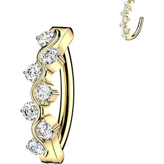 Titanium Belly Button Piercing wave cubic zirconia Clicker