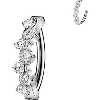 Titanium Belly Button Piercing wave cubic zirconia Clicker