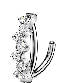 Titanium Belly Button Piercing wave cubic zirconia Clicker