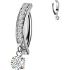 Titanium Belly Button Piercing dangle prong set cubic zirconia Clicker