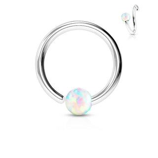 Anello Piercing Argento con sfera in opale Pieghevole
