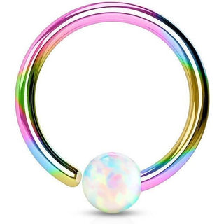 Anello Piercing Arcobale con sfera opale Pieghevole