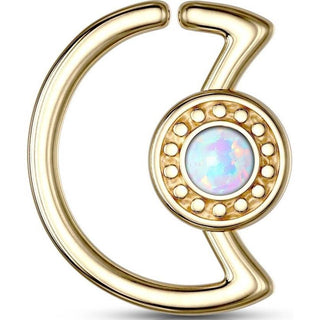 Anello Piercing  Luna con opale Pieghevole