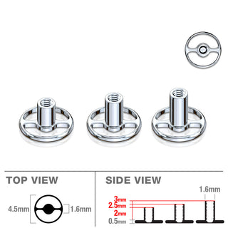 Titanium Dermal Anchor dermal anchor round base 2 holes with 3 different post rises