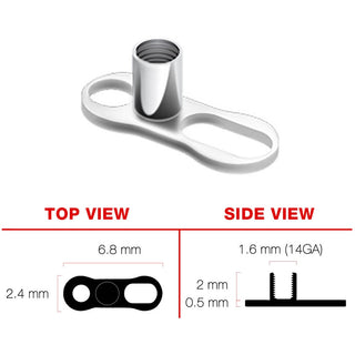 Titanium Dermal Anchor dermal anchor base 2 holes