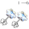 Earring flower aurora borealis cubic zirconia 1 pair