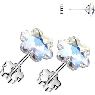 Earring flower aurora borealis cubic zirconia 1 pair