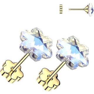 Earring flower aurora borealis cubic zirconia 1 pair