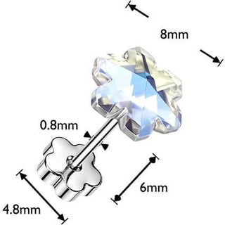 Earring flower aurora borealis cubic zirconia 1 pair