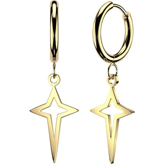 Earring small star cross dangle 1 pair