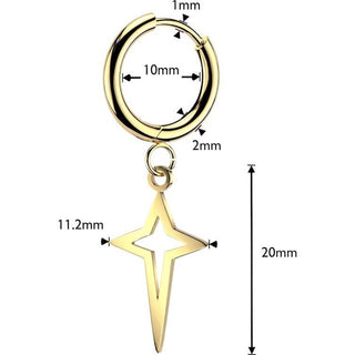 Earring small star cross dangle 1 pair