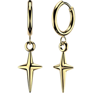 Earring solid star cross dangle 1 pair