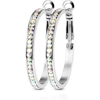 Hoop Earring 316L Hoop Earrings 30mm Eternity Crystal Set 1 Pair