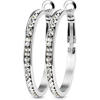 Hoop Earring 316L Hoop Earrings 30mm Eternity Crystal Set 1 Pair