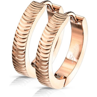 Earring 316L Hinge Action Hoop Earrings Grooved Arcs 1 Pair Clicker