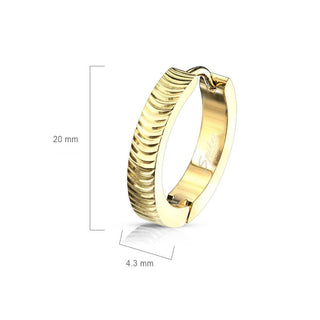 Earring 316L Hinge Action Hoop Earrings Grooved Arcs 1 Pair Clicker