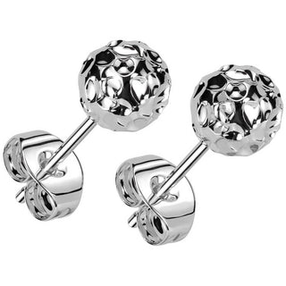 Stud Earring hammered ball