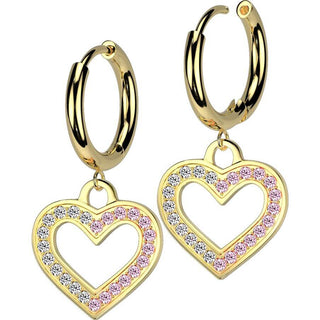 Earring heart zirconia dangle