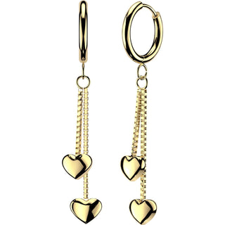 Earring 3d heart dangle 1 pair