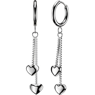 Earring 3d heart dangle 1 pair