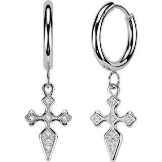 pave cubic zirconia cross dangle 1 pair, 3 s pairs