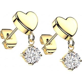 3D Heart Prong Setting Zirconia Dangle 1 Pair, 3 s pairs