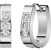 Hoop Earring 3 CNC Setting Zirconia Front 1 Pair
