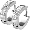 Earring 316L Lined Set Crystals Front Oval Shape Hoop Huggie Earrings 1 Pair Clicker
