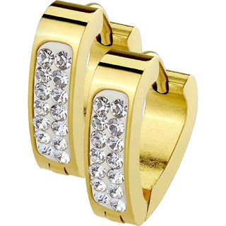 Earring 316L Clear Crystal Paved Triangle Shape Hoop Huggie Earrings 1 Pair Clicker