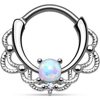 Piercing Septum  Clicker argento con opale Clicker