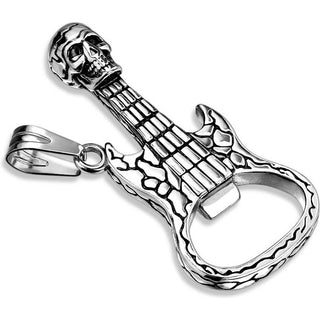 Apribottiglie argento con chitarra e teschio