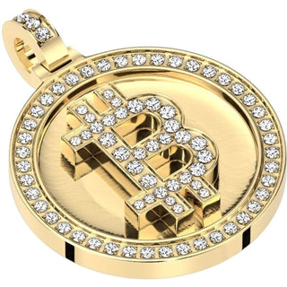 Pendant 316L Pendant Bitcoin with Cubic Zirconia Gold