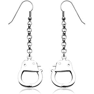 Earring 316L Hook Earrings Dangling Handcuffs 1 Pair