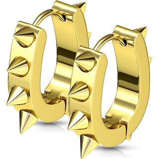 Earring 316L IP U Shaped Hoop Earrings with Spikes 1 Pair Clicker