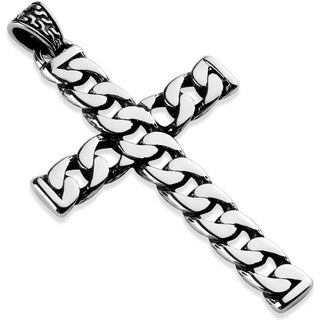 Croce argento con motivo a catena